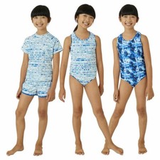 Eddie Bauer Youth Reversible 4-piece Swimsuit Set Blue Bright White , L 14/16