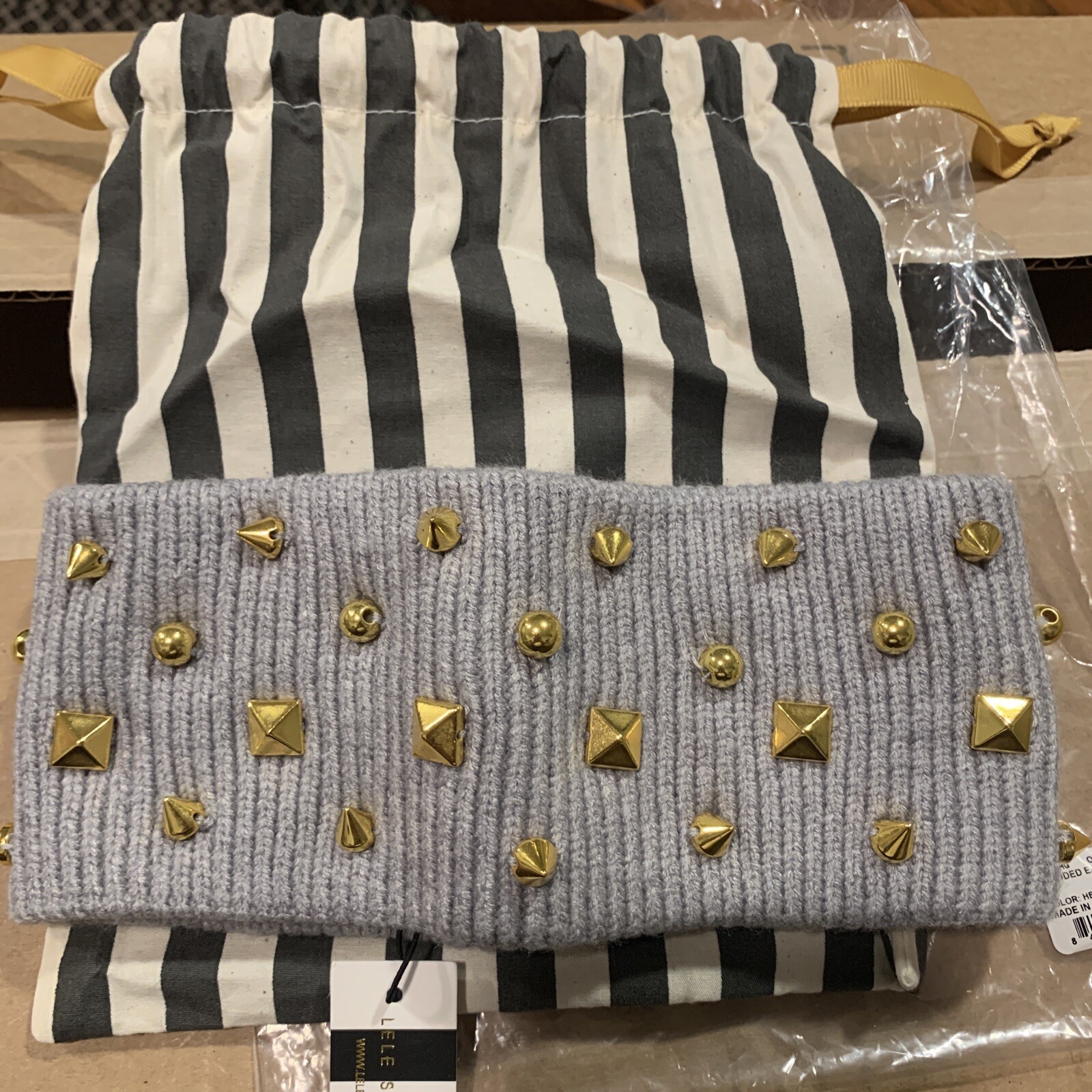 Новинка с бирками и сумочкой, Утеплитель для ушей с шипами Lele Sadoughi / Повязка на голову Heather Grey