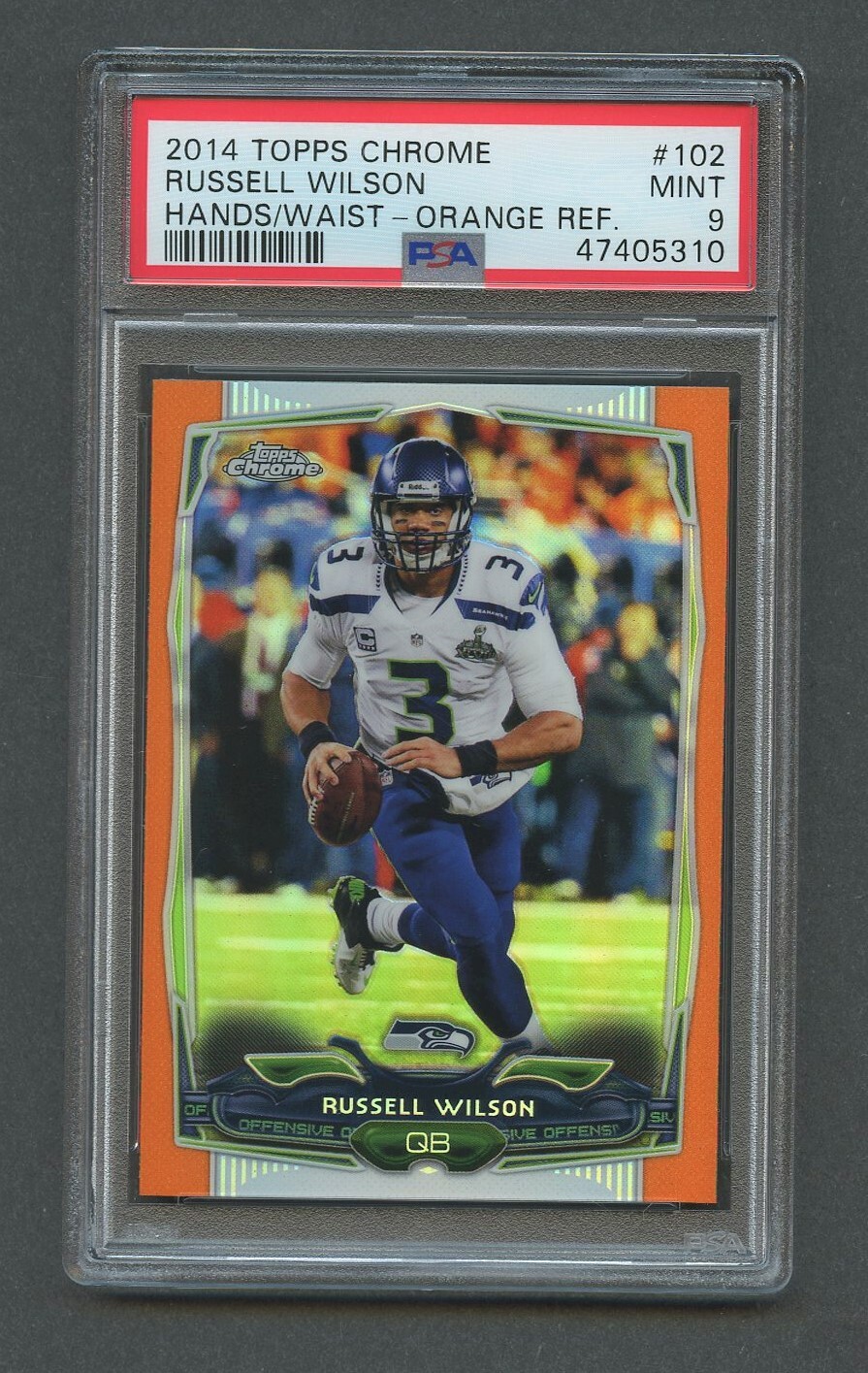 2014 Topps Chrome Orange Refractor RUSSELL WILSON #102 PSA 9 MINT Seahawks