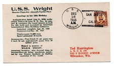 U.S. 1936 NAVY SHIP COVER U.S.S. WRIGHT (NARESAKE OLIVER & WILBUR WRIGHT)