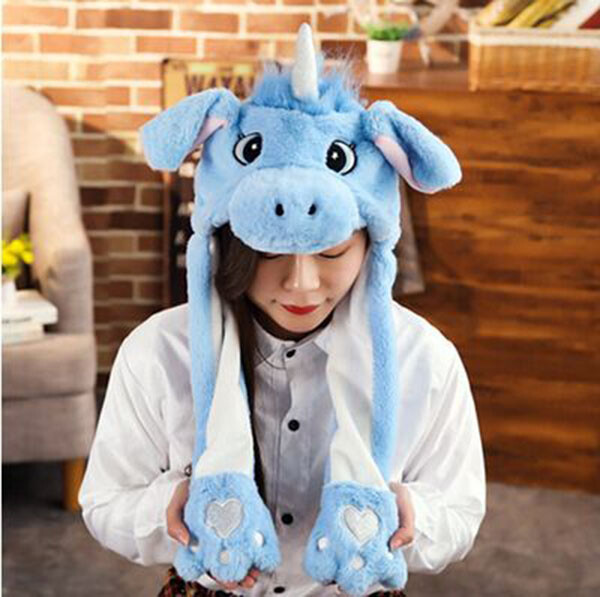 Tik Tok Cute Plush Rabbit Stitch Clip Pinching Bunny Hat Cap Ear Can Move Airbag | eBay