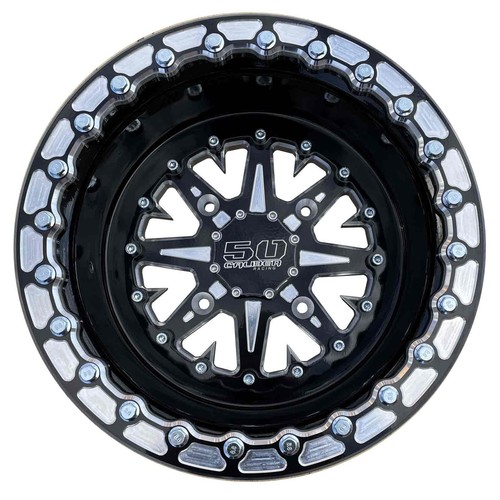 Pair 15x8 502 Billet Aluminum Black Beadlock Wheel 4x156mm Pattern, 5/3 Offset - Picture 2 of 8