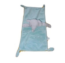Carter's Grey Rattle ELEPHANT Blue Security Blanket Pacifier Holder Soft Plush