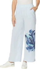 DG2 Diane Gilman Wide-Leg Soft Pant Chambray M NEW (34)