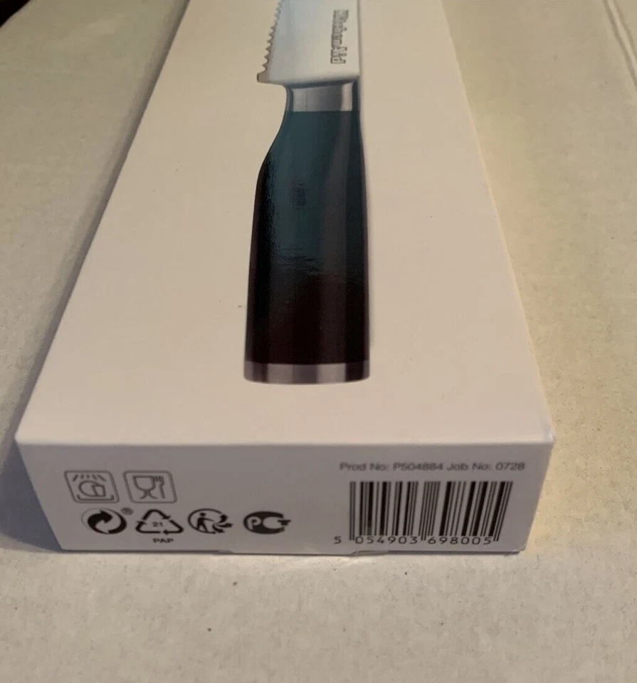 KitchenAid Scalloped Bread Knife 7.6 Inches Ebony Black Brand New in Sealed Box  - Imagem 2 de 4