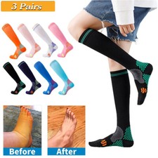 3Pairs Compression Socks 20-30 mmhg For Men Women Pressure Socks Physix Gear US