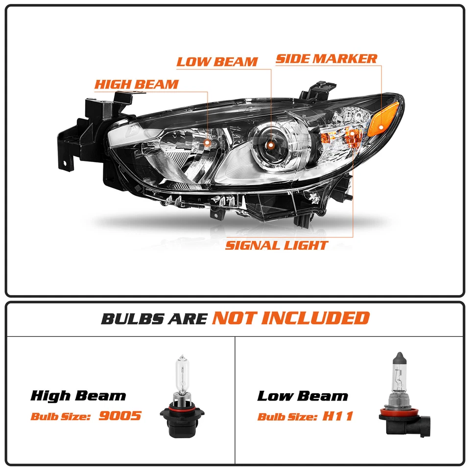 Mazda 6 For 2014-2017 Halo Model Left Driver Side Headlight Headlamp W/bulb - Image 2 of 4