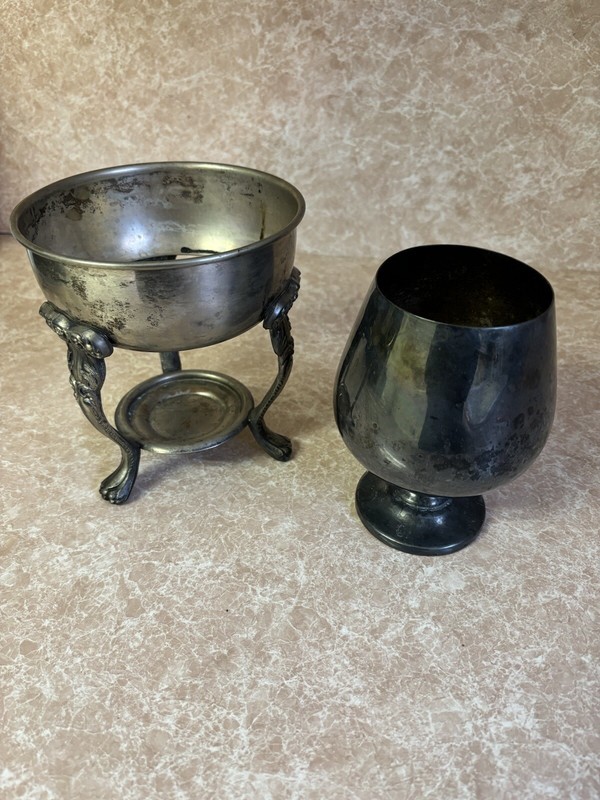 ROMAN Silver Plated  Goblet, & Ornate  Holder, Heirloom,.150 Yrs Old ! 9” High.