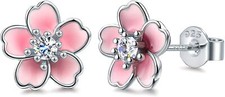 925 Sterling Silver Stud Crystal Earrings Cute Flower Ear Studs for Women Girls