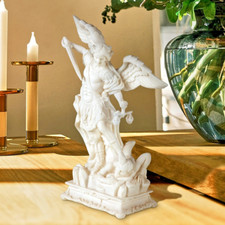 Reg Price $89  Design Toscano Orig  12"  Bonded Marble St Michael Statue New