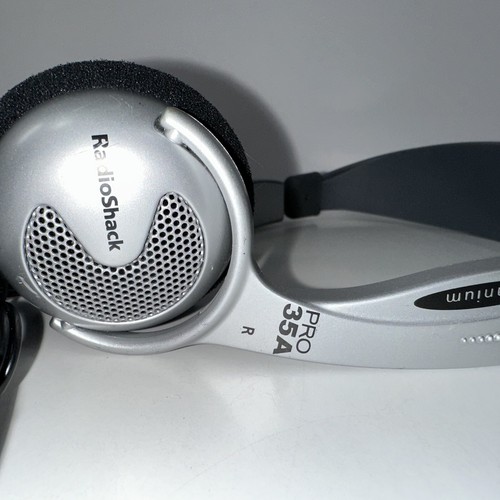Radio Shack PRO 35A Titanium Diaphragm Black Gray Silver Stereo Headphones - Picture 2 of 7