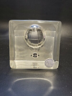 RARE Vintage Goebel HOT AIR BALOON Frosted Crystal Glass Paperweight 