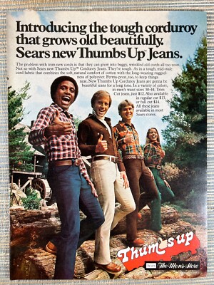 Sears Thumbs Up Corduroy Jeans The Men's Store 1977 Vintage Print Ad