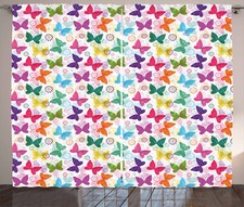 Butterfly Curtains Vibrant Floral Happy