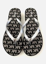 Michael Kors Bedford MK Logo Platform Wedge Flip Flop Sandal Black Size 11