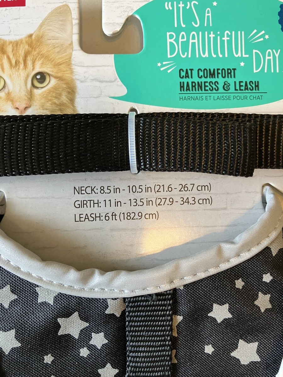 NEW! Whisker City Kitten Cat Harness With Leash Black with Silver