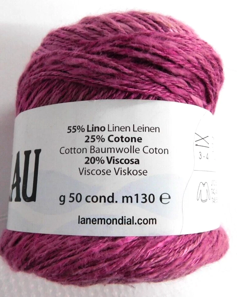 Hilo Mondial ~ PALAU #966 rosa oscuro rosa malva ~ lino algodón 50 g 1,76 oz Foto 3 de 4