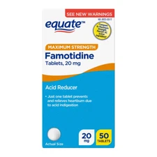 Equate Maximum Strength Acid Reducer 20 mg 50 Count Famotidine Tablets