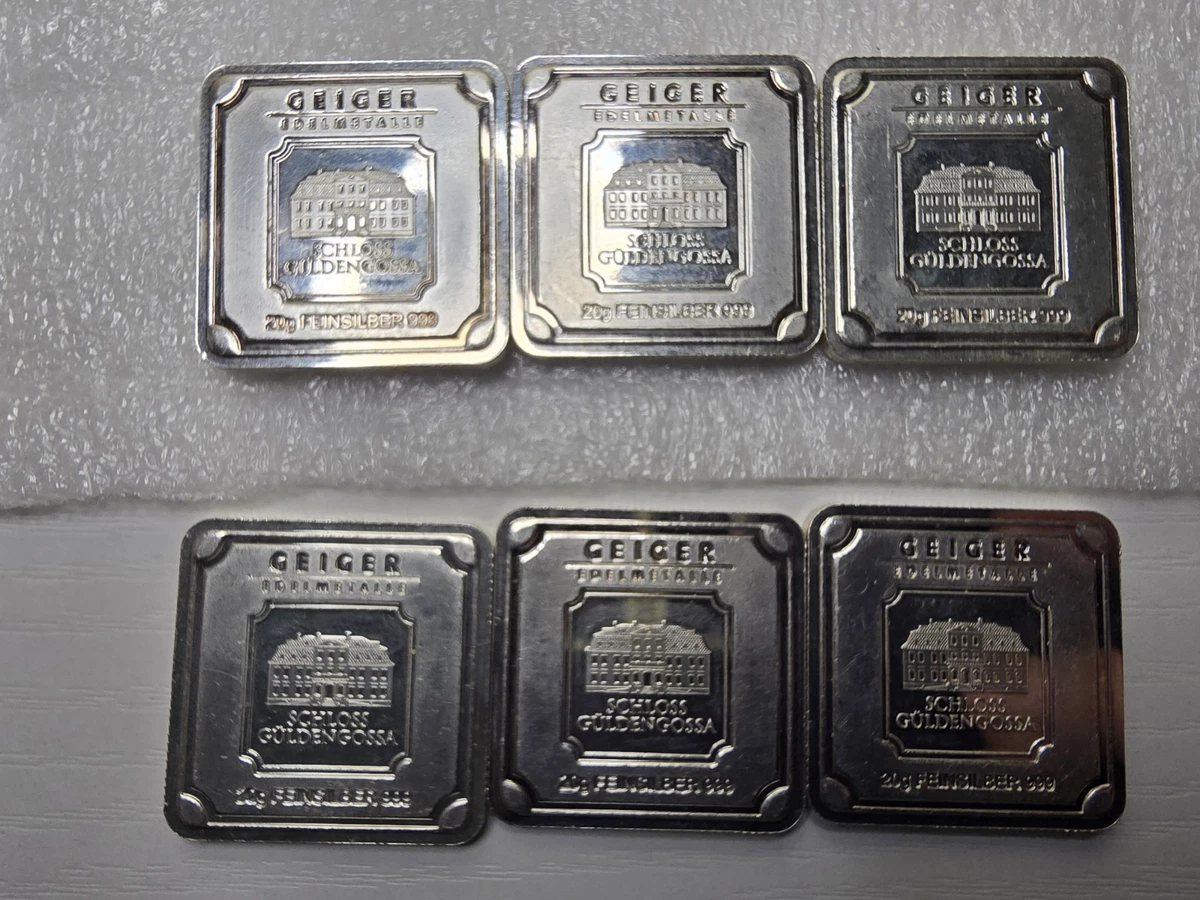 0.999 Silver Bullion Bars & Rounds 20 g Precious Metal Content per