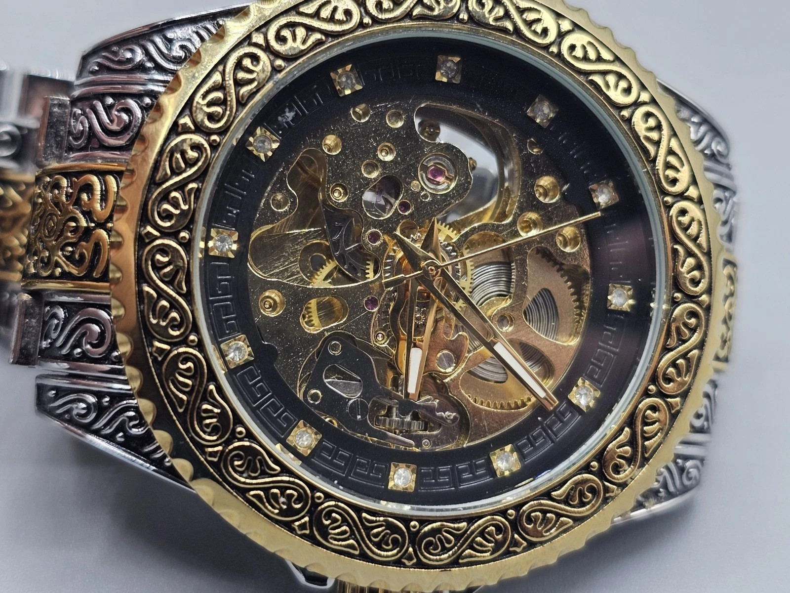 Mens Automatic Engraved Pattern Design Two-Tone S… - image 4