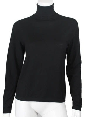 LORO PIANA Black Wool Knit Turtleneck Pullover Sweater 44