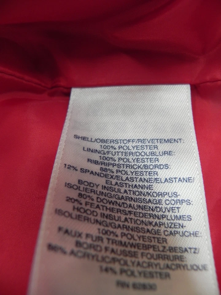 LOT Lands End Womens Maxi Long Down Puffer Coat  Side Zippers & Vest Red Medium - Image 4 of 4