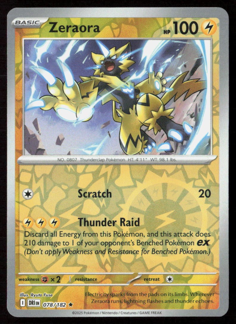 Zeraora #78/182 (Reverse Holo) (LP) SV10: Destined Rivals DRI Pokemon