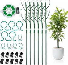 6-Pack Twig Plant Support Stakes Set with Blending Design, 28.8-Inch Towers for 