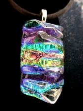 Dichroic Scuptured Fused Glass Pendant / Focal Piece / Handcrafed - TL Gallego 