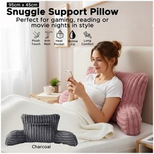 Ribbed Reading Chair Cuddle Cushion with Built-in Arms & Front Pocket