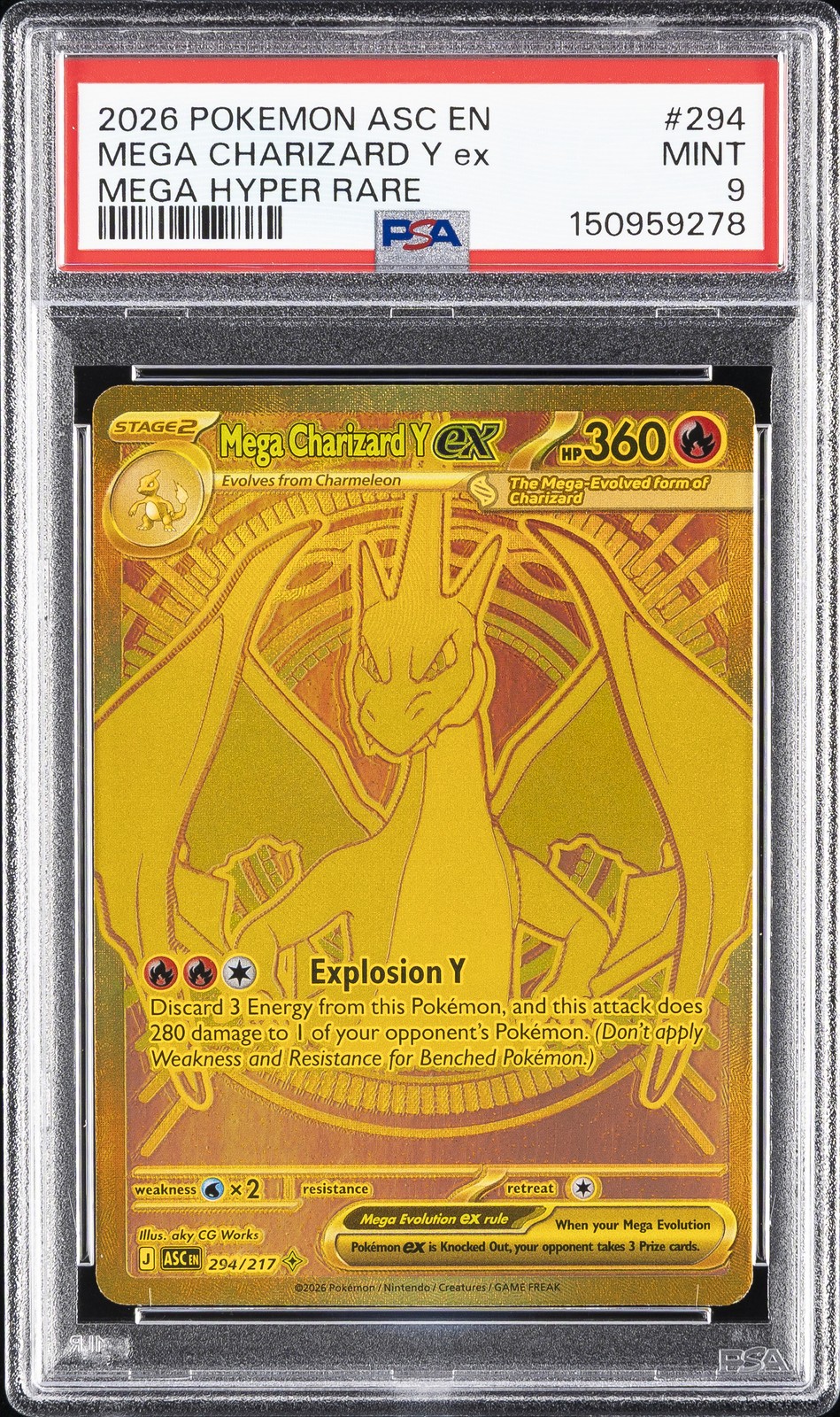 2026 POKEMON ASC EN-ASCENDED HEROES MEGA HYPER RARE MEGA CHARIZARD Y EX PSA 9