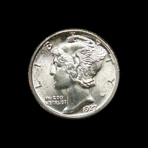 1927 Mercury Dime FSB  Gem BU Full Split Bands 10C Silver