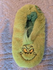 Bioworld "The Grinch" Women's Faux Fur Slipper Socks Grippers - Green Size M/L