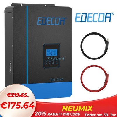 EDECOA Hybrid Wechselrichter 48V 3800W OFF Grid MPPT 80A PV 55-450V Insel 220V