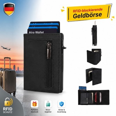 Geldbörse RFID Herren Echt Leder Portemonnaie Quer Format Geldbeutel Brieftasche