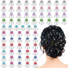 72 Pcs Rhinestone Spiral Crystal Twist Hair Pins Women Bridal Party