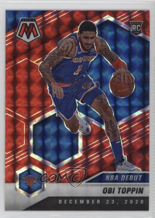2020-21 Panini Mosaic NBA Debut Red Mosaic Prizm Obi Toppin #273 Rookie RC 09wc