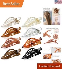 Trendy 8-Pack Hair Clips in French Style - Non-Slip Comfort for All Hair Types