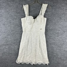 Guess Dress Womens M White Lace Corset Bustier Bodycon Ruffle Straps Mini Party