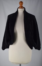 Ladies Paul Costelloe Black Cosy Fluffy Shrug Cardigan Size M UK 12