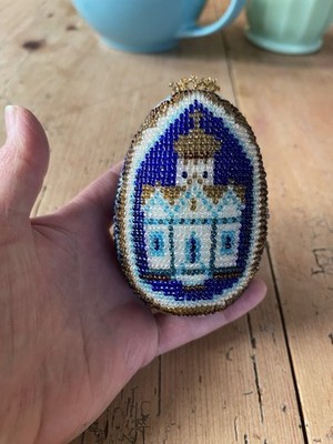 Handgefertigtes Perlen russisch orthodox Osterei Souvenir Ornament religiös Geschenk