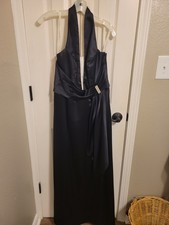 Black Long Satin Gown - Halter Style - David's Bridal