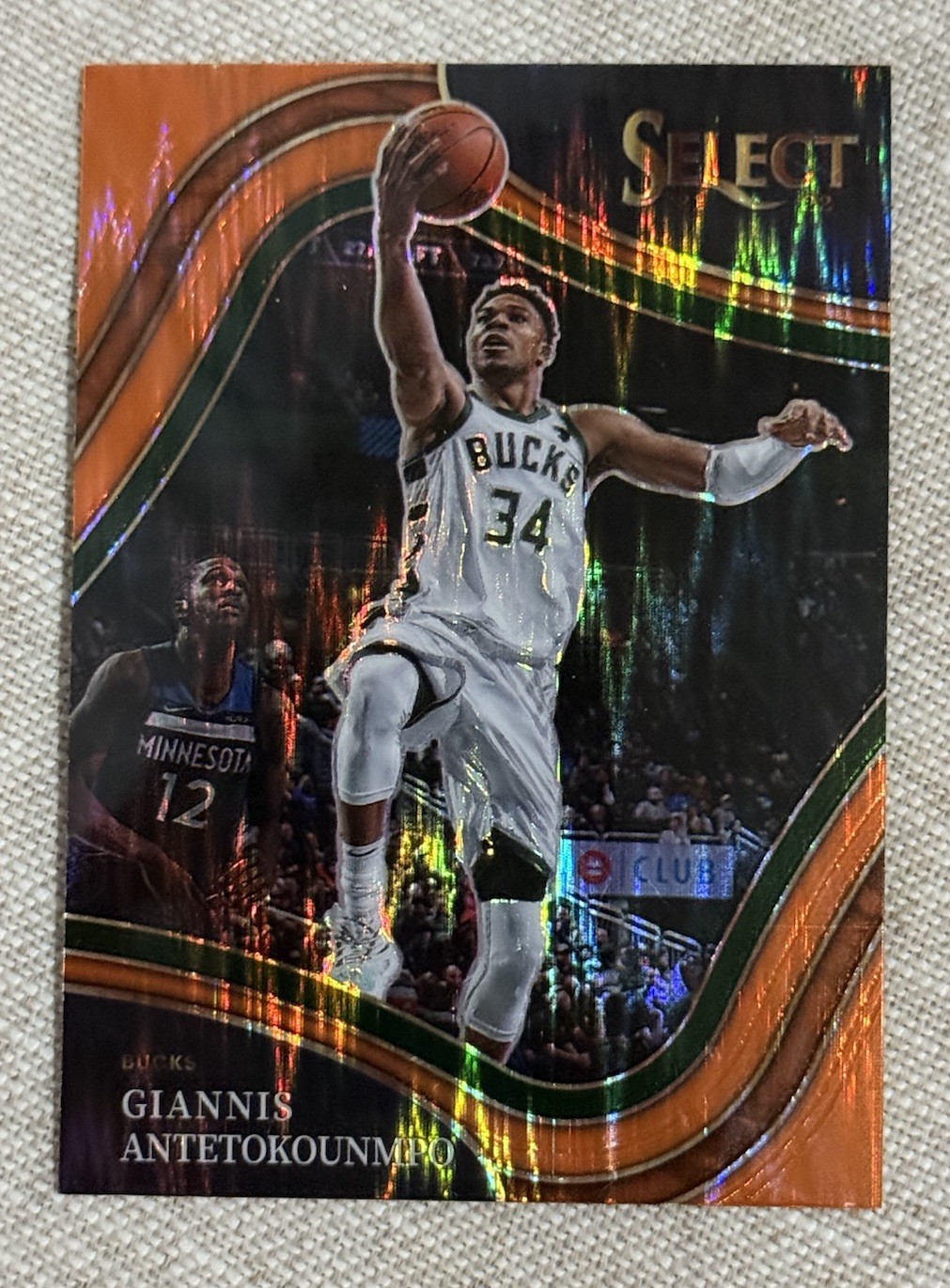 2021-22 Panini Select Courtside GIANNIS ANTETOKOUNMPO Orange Flash Prizm
