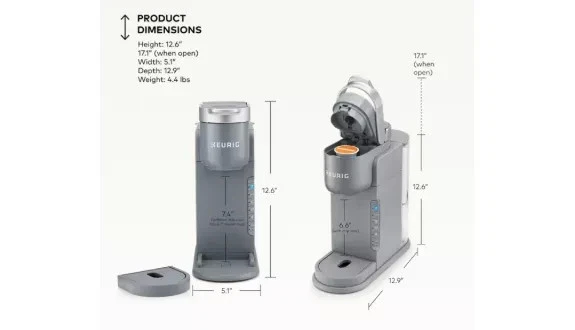 Cafetera Keurig K-Iced Essentials gris helada y caliente de una sola porción K-Cup Pod Foto 2 de 4