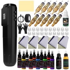 Complete Tattoo Machine Wireless Tattoo Kit Tattoo Pen with Ink Needle Paper Gel