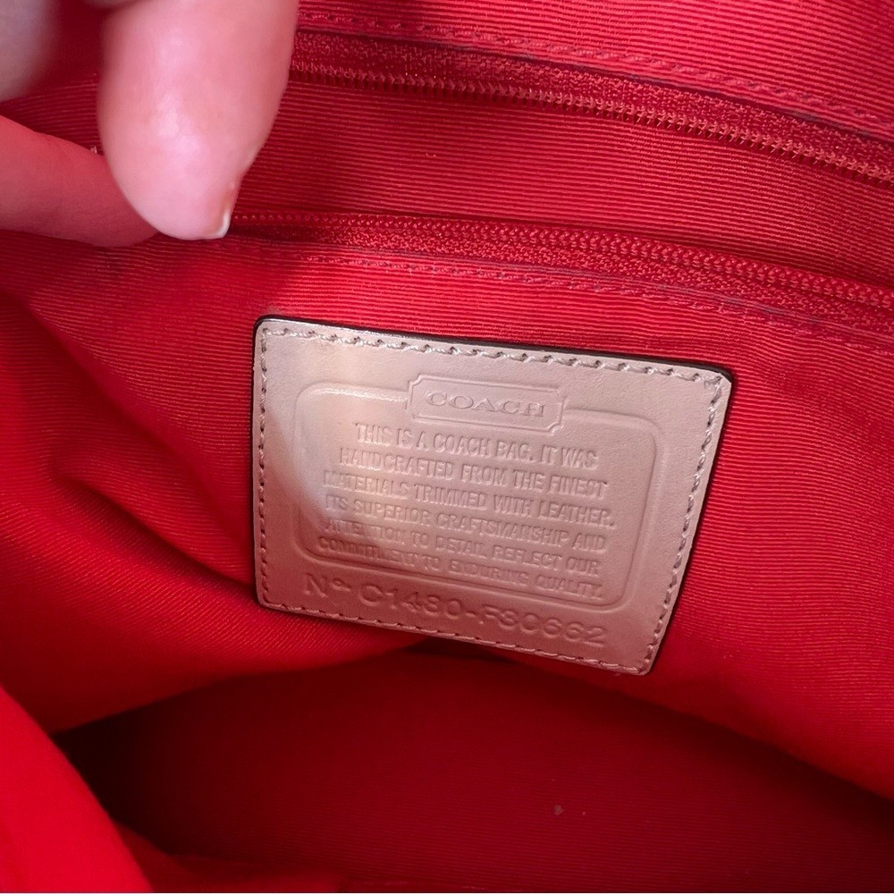 COACH Brown and Red White Striped Leather C Logo Shoulder Purse and Wallet Set image 5