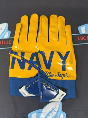 Navy Midshipmen Blue Angel Game Issued Under Armour NCAA Football Gloves XL 