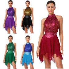 Womens Dresses Figure Skating Costume Performance Dancewear Gymnastics Dress