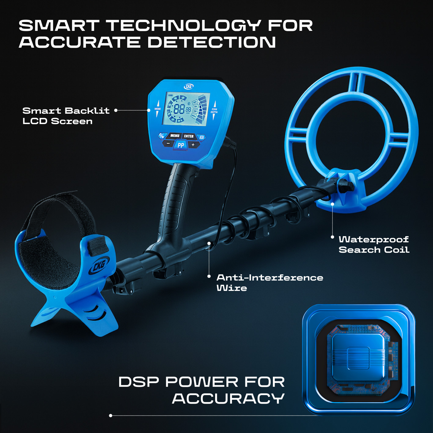 CKG Metal Detector for Adults Starter Kit Treasure Hunting 10 Waterproof Coil