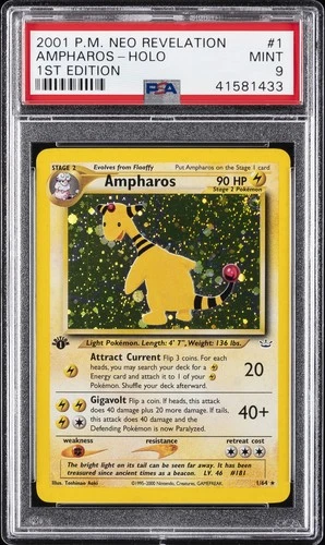2001 POKEMON NEO REVELATION 1ST EDITION #1 AMPHAROS-HOLO PSA 9